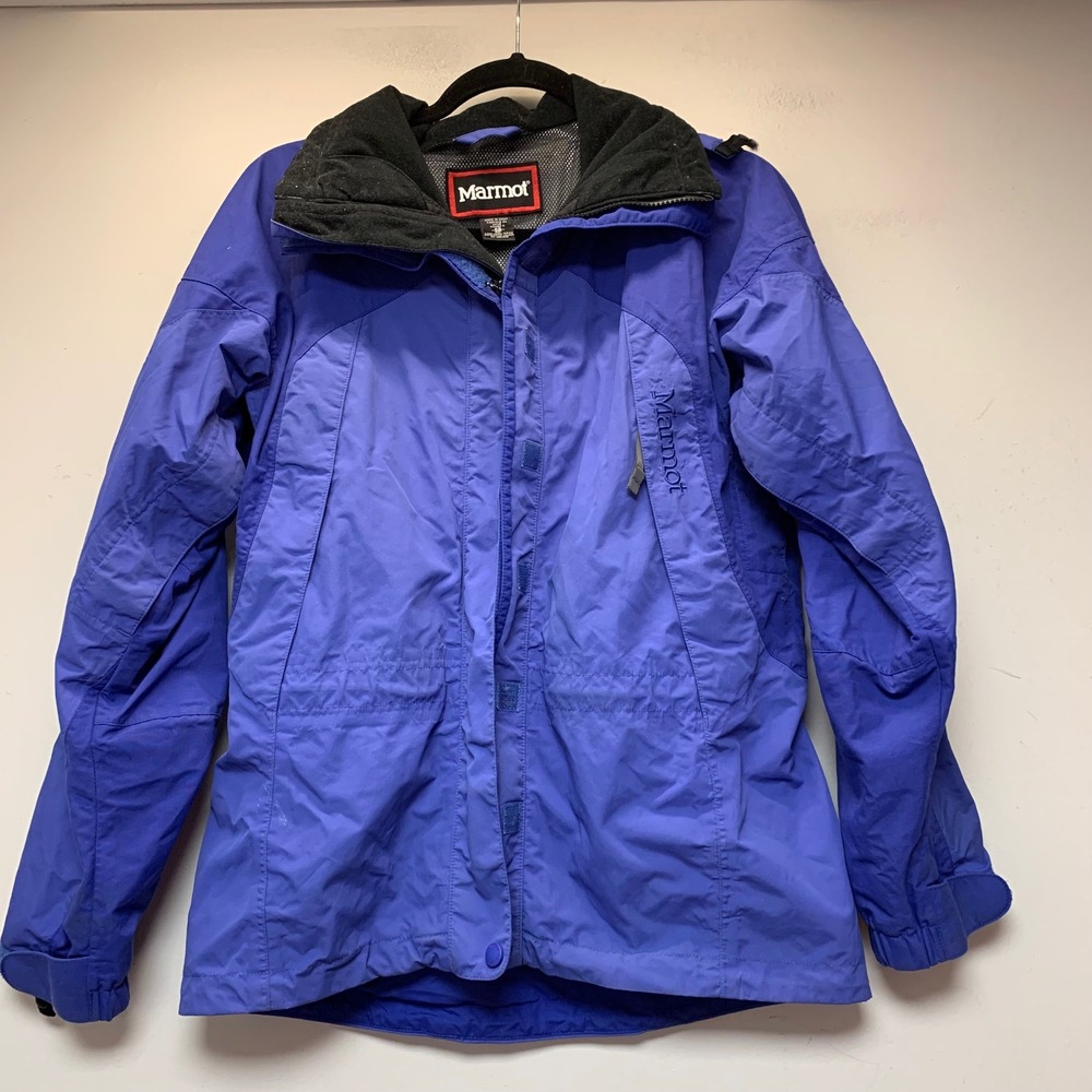 Marmot Rain Jacket Womens XS Purple Excellent Stowaway Hood Technical Shell